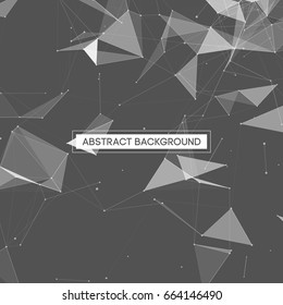 Abstract Polygonal Space Grey Background with White Low Poly Connecting Dots and Lines - Connection Structure - Futuristic Vector Design