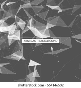 Abstrakter, polygonaler, grauer Hintergrund mit weißem Low-Poly-Anschluss - Verbindungsstruktur - futuristisches Vektordesign