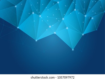 Abstract polygonal space low poly background with connecting dots and lines.