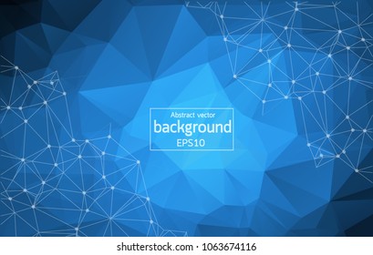 Abstract polygonal space low poly dark background with connecting dots and lines. Connection structure.