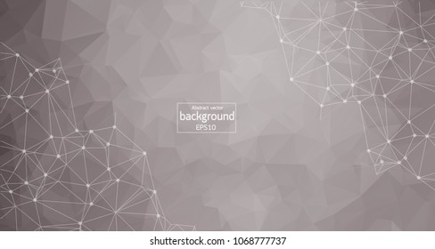 Abstract polygonal space low poly light grey background with connecting dots and lines. Connection structure. Vector science background. Polygonal vector background. Futuristic HUD background.Techno.