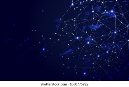 Abstract polygonal space low poly blue background with connecting dots and lines. Connection structure.vector illustrator