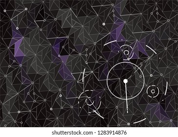 Abstract polygonal space low poly dark background with connecting dots and lines. Connection structure. Vector science background. Polygonal vector background. Futuristic HUD background.