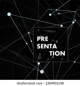 Abstract polygonal space low poly dark background with connecting dots and lines structure.