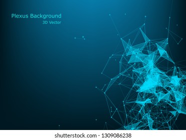 Abstract polygonal space low poly dark background with connecting dots and lines. Connection structure.