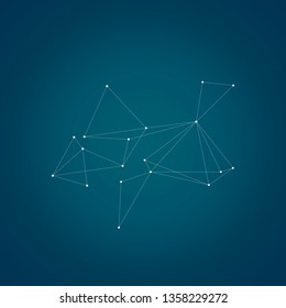 Abstract polygonal space low poly dark background with connecting dots and lines.