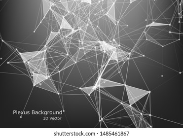 Abstract polygonal space low poly dark background with connecting dots and lines. Connection structure.