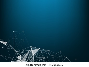 Abstract polygonal space low poly dark background with connecting dots and lines. Connection structure. Vector science background.