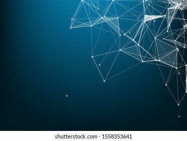 Abstract polygonal space low poly dark background with connecting dots and lines. Connection structure.