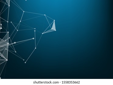 Abstract polygonal space low poly dark background with connecting dots and lines. Connection structure. Science. Futuristic polygonal background. 