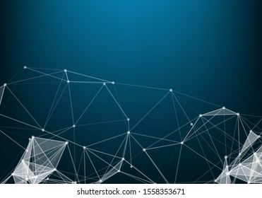 Abstract polygonal space low poly dark background with connecting dots and lines. Connection structure. Science. Futuristic polygonal background. 