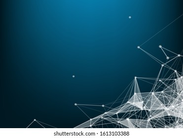 Abstract polygonal space low poly dark background with connecting dots and lines. Connection structure.