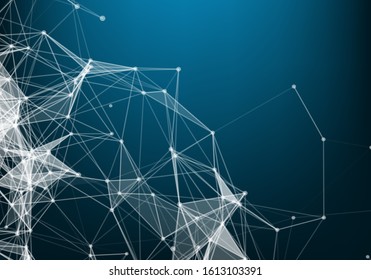 Abstract polygonal space low poly dark background with connecting dots and lines. Connection structure.