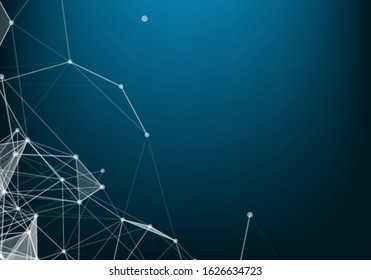 Abstract polygonal space low poly dark background with connecting dots and lines. Connection structure.