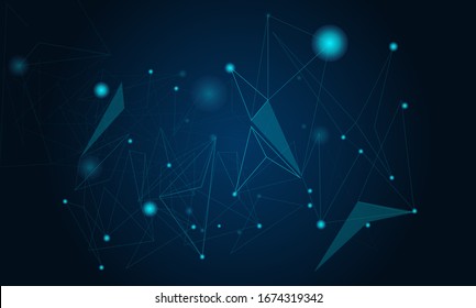 Borde oscuro de polos de bajo espacio policonal abstracto con puntos y líneas de conexión. Estructura de conexión. Ciencia, 5G, concepto inalámbrico. Fondo polígono futurista. Triangular. Papel tapiz. Negocio