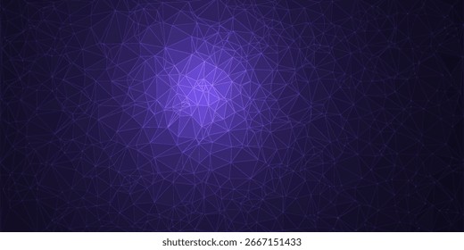 Abstractas espacio poligonal bajo fondo oscuro de polietileno con puntos y líneas de conexión. Estructura de conexión. Representación 3D