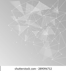 Abstract polygonal space low poly light grey background with connecting dots and lines. Connection structure. Vector science background. Polygonal vector background. Futuristic HUD background.Techno.