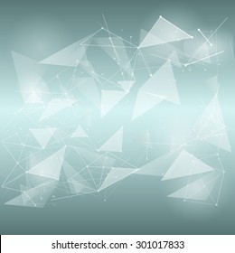 Abstract polygonal space low poly dark background with connecting dots and lines. Connection structure. Vector science background. Polygonal vector background. Futuristic HUD background. Techno