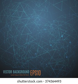 Abstract polygonal space low poly dark background with connecting dots and lines. Connection structure. Vector science background. Polygonal vector background. 