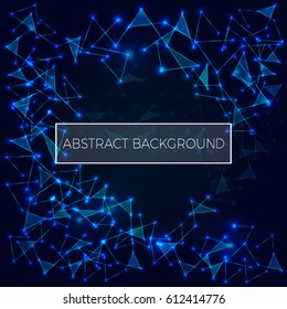 Abstract polygonal space low poly dark background with connecting dots and lines. Connection structure. Vector science background.