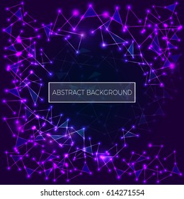 Abstract polygonal space low poly dark background with connecting dots and lines. Connection structure. Vector science background.