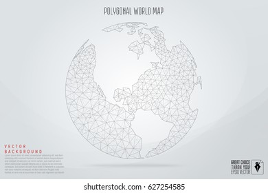 Abstract polygonal space low poly planet Earth with connecting dots and lines. Vector Illustration.