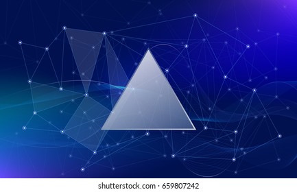 Abstract polygonal space low poly dark background with connecting dots and lines. Connection structure with a substrate for text. Vector science background. 
