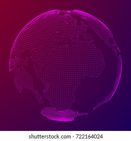Abstract polygonal space low poly planet Earth with dots. Wireframe Earth connection structure HUD element. Futuristic Vector illustration.