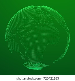 Abstract polygonal space low poly planet Earth with dots. Wireframe Earth connection structure HUD element. Futuristic Vector illustration.