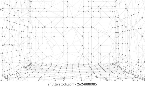 Abstract polygonal space. Plexus shape. Dots connected by lines. Abstract wave. Minimalist mesh.