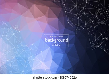 Abstract Polygonal Space Red and Blue Background with Connecting Dots and Lines | EPS10 Vector Illustration