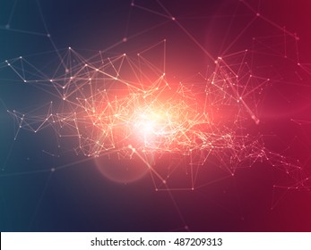 Abstract Polygonal Space Red and Blue Background with Connecting Dots and Lines | EPS10 Vector Illustration