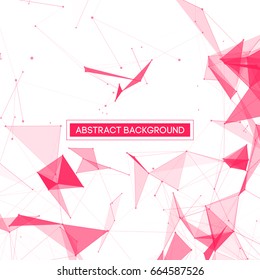 Espaço poligonal abstrato - Fundo branco com pontos e linhas de ligação cor-de-rosa de baixa poli - Estrutura de ligação - Futuristic Vetor Design