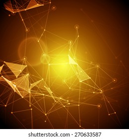 Abstract Polygonal Space Yellow Background with Connecting Dots and Lines | EPS10 Vector Illustration
