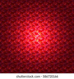 Abstract polygonal sparkling gemstone surface. Vector illustration of crystal surface in low poly style for background. Picture made of triangles in ruby red colors.