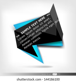 Abstract polygonal speech banner with black color