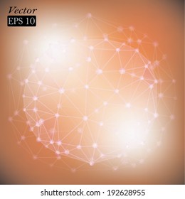 Abstract polygonal sphere with glowing vertices in form of hexagons. Conceptual metaphor for science and technology.