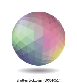Abstract polygonal sphere for graphic design. Isolated on white