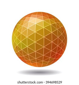 Abstract polygonal sphere for graphic design. Isolated on white