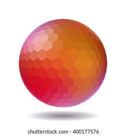Abstract polygonal sphere for graphic design. Isolated on white