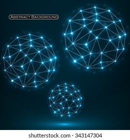 Abstract polygonal sphere, network connections. Futuristic technology style. Vector illustration. Eps 10