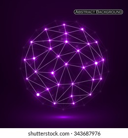 Abstract polygonal sphere, network connections. Futuristic technology style. Vector illustration. Eps 10