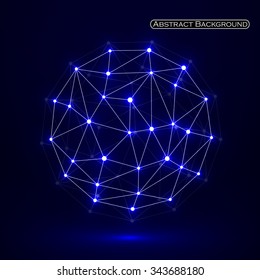 Abstract polygonal sphere, network connections. Futuristic technology style. Vector illustration. Eps 10