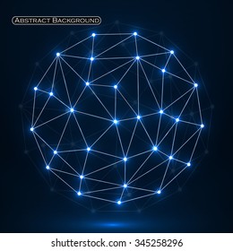 Abstract polygonal sphere, network connections. Futuristic technology style. Vector illustration. Eps 10