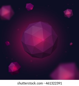 Abstract polygonal spherical shape against on dark background