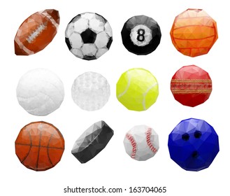 Abstract polygonal sports balls