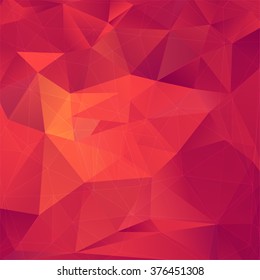 Abstract polygonal square background in dark shades of red color, vector