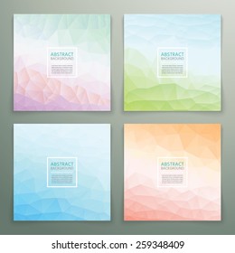 Abstract polygonal with square text background set. Trendy background with pastel colours.