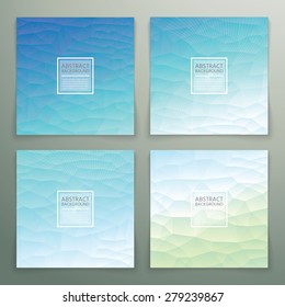 Abstract polygonal with square text blue background set. Trendy background pastel colours.