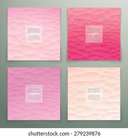 Abstract polygonal with square text red background set. Trendy background pastel colours.